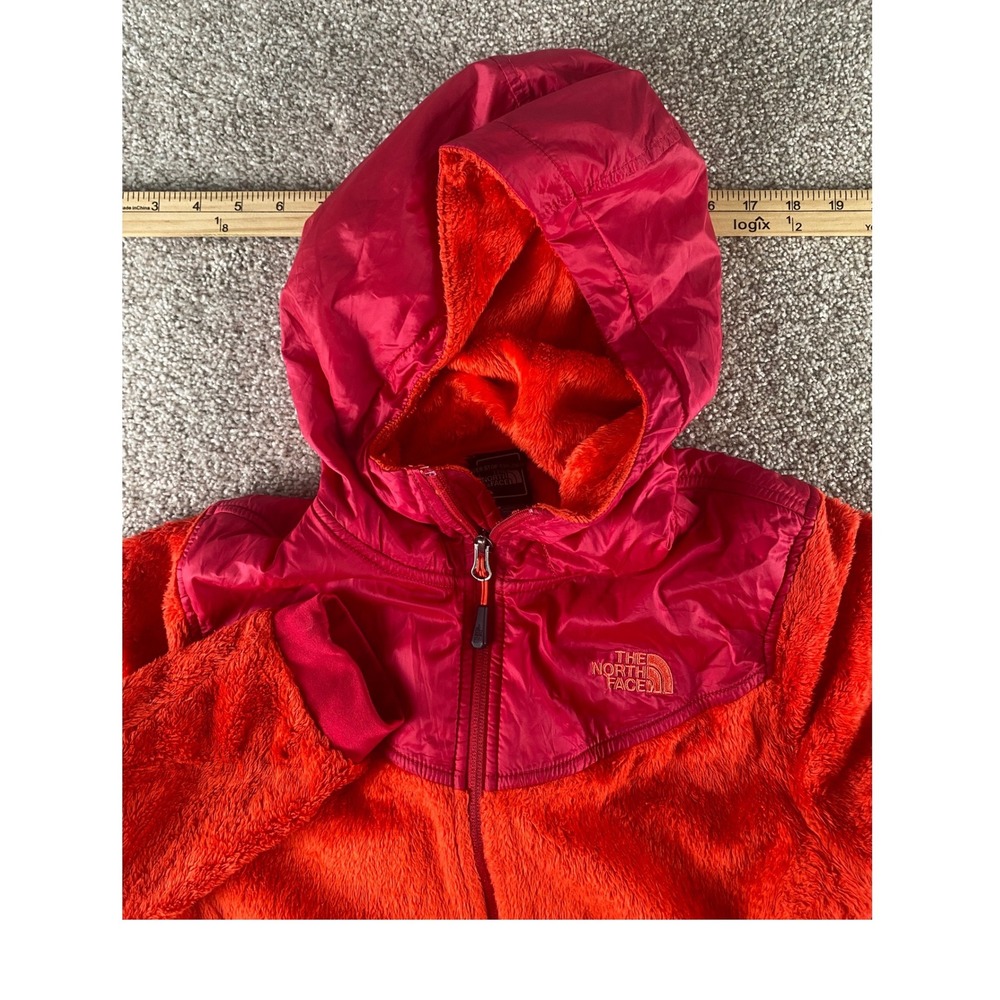 The North Face Womens Osito Hybrid Full Zip Hoodie Red Pink Fleece Medium Warm